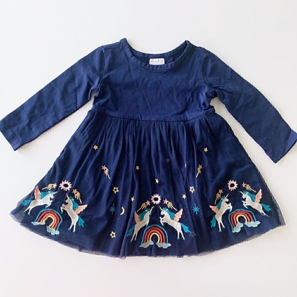 Hanna Andersson Baby Girl Embroidered Tulle Dress 12-18 Months